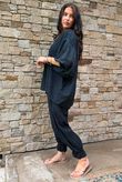 Mimi Pillow Cotton Batwing Blouse Black